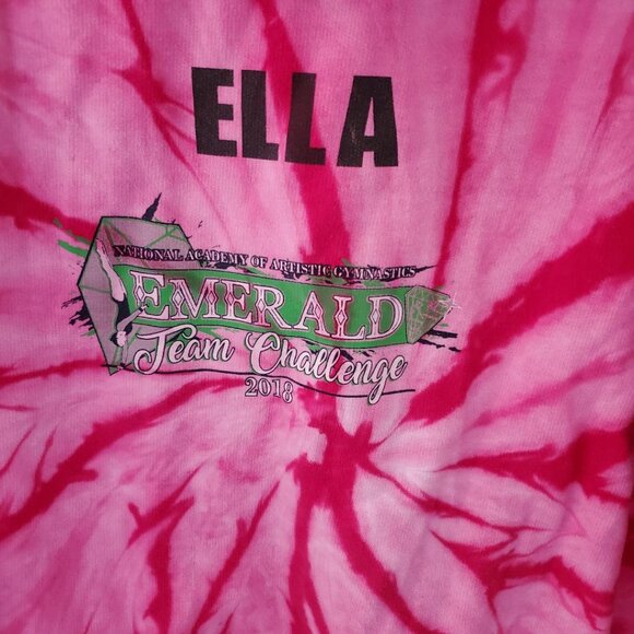 Womens Pink Tie Dye Hoodie Sweatshirt M Love Gymnastics Boho Hippie Athleisure - Picture 11 of 13